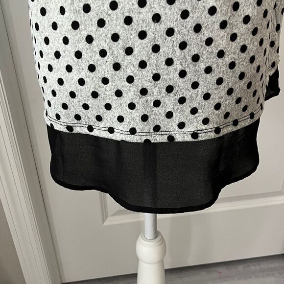 Faith and Joy
Monteau Black/Grey Polka Dot Sweater Peter Pan Collar Sheer - Picture 5 of 7